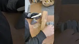 Knapping Flintblade with indirect technique using mooseantler punch and wooden billet, Danish flint.