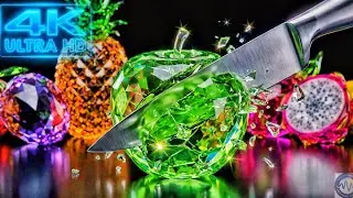 Satisfying Crystal Fruit Slicing ASMR 4K - Most Oddly Satisfying Sounds for Sleep