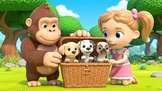 Cute Girl, Friendly Gorilla & Puppies &ndash; Fun Farm Adventures | 3D Cartoon for Kids