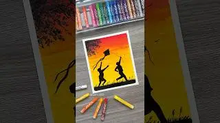 🪁 Happy Makara Sankranti | Kite Flying Sunset Silhouette Drawing 🌅