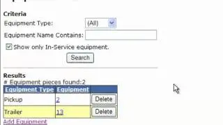 Load Equipment Information for Maintenance Tracking