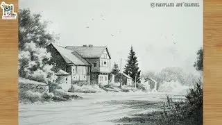 Street Landscape art with Charcoal Pencil || Easy Pencil Sketch and Rendering