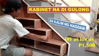 ROLLING CABINET SHELVES UNDER THE STAIRCASE