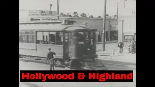 1940s HOLLYWOOD BLVD. AT HIGHLAND  LOS ANGELES DOWNTOWN  TROLLEY CARS (SILENT) 17374