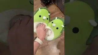 My kids love these squishmallow dinosaur slippers #youtubeshorts #squishmallows #squishmallowssquad