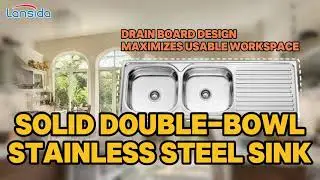 Double Bowl Stainless Steel Kitchen Sink with Drainboard #kitchensink #stainlesssteelsink