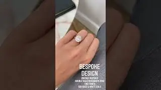 Vintage Inspired Double Halo Moissanite Bespoke Engagement Ring Two Toned Gold by Lily Arkwright