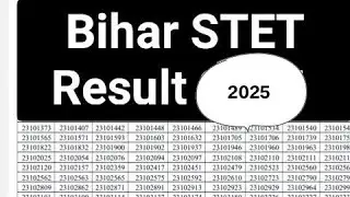 Bihar STET Result 2025 Cut Off, Merit List Download /STET 2025 Result/ #STET Result Update