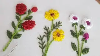 Latest handemboridry designs/mini flower bunches /handemboridry with basic stitches