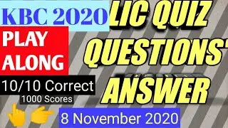 8 NOV. KBC LIC QUIZ ANSWER