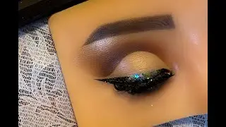 Full cut crease look with glitter liner | brown cut crease look | how to create liner step by step