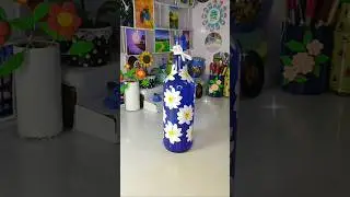 painting on glass bottle 🧂💙🌼#shorts#diy#painting#art