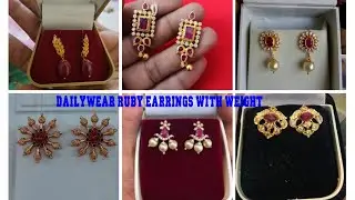Ruby earrings in gold with weight||2021 latest models|| lightweight gold earings