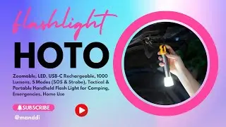 HOTO Flashlight Lite, Zoomable, LED, USB-C Rechargeable, 1000 Lumens, 5 Modes (SOS & Strobe), Tactic