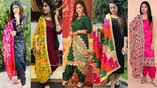 Plain Punjabi Suit With Contrast Dupatta | Patiyala #Salwar #kameez Design | Colour Combination Suit