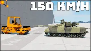 ROAD ROLLER vs TANK! 150 Km/H CRASH TEST! - BeamNg Drive