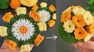 2 in 1👍 Get Ready to WOW with These Colorful Flower Coasters for Coffee Cups 💰Motif,Coaster,Flower.