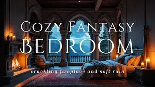 Cozy Fantasy Bedroom 🌧️ Crackling Fireplace & Rain Sounds [NO MUSIC]