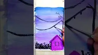 easy pink house acrylic painting | #art #drawing #painting #shortsfeed #shorts