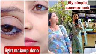 My simple summer getup and light makeup look #summer care #summerfashion #naturalmakeuplook #viral