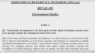 bevae 181 solved assignment 2021-22 in English | ENVIRONMENTAL STUDIES - IGNOU SOLVED @ 7217494812