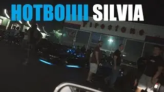 BURNOUTS AT A CARMEET , R32 SKYLINE RIDE