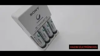 CARREGADOR DE PILHA AA E AAA SONY 2500mah COM 4 PILHAS