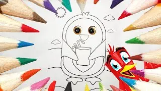 Coloring 🐧 Cartoon Summer Penguin 🐧Coloring For Kids🐧Coloring Animals With Colored Pencils🐧