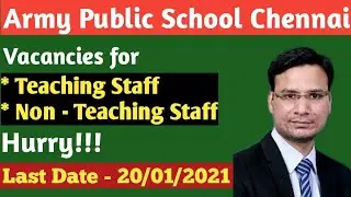 Army Public School Vacancy 2020 | APS Chennai Jobs | AWES Vacancy