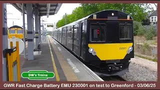 GWR Vivarail, fast-charge battery powered, EMU 230001 on test along the Greenford Branch on 03/06/25