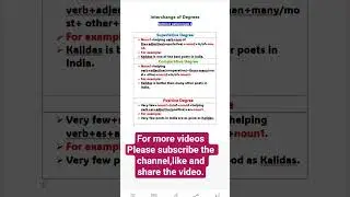 interchange of degree rules # sentence pattern#transformation# english grammar#short feed# easy eng#