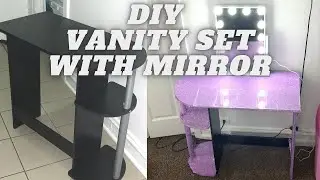 AFFORDABLE DIY MAKEUP VANITY SET WITH MIRROR UNDER A 100.00 DOLLARS #diymakeupvanityset