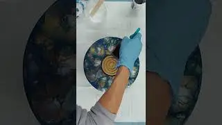 Acrylic Pouring on a Woodturned Platter ~ Balloon Kisses #shorts #fluidart