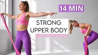 14 MIN STRONG UPPER BODY workout at home with resistance band - No Repeat, Burn Calories
