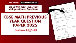  MCQ Q1–10 Class 10 Maths | CBSE Previous Year Paper 2025 | Full Solution Explained Part 1
