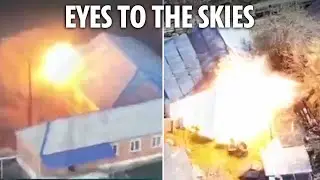Moment Ukraine's drones hit Russian targets as Western leaders discuss ceasefire in Kyiv
