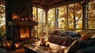 Autumn lounge 🍂 | Chill BGM, crackling fireplace