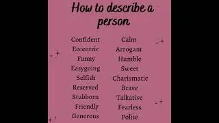 Words to describe personality.  #shorts  #youtubeshorts #learnenglish #vocabulary
