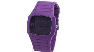 質屋1円スタート／ディーゼル(DIESEL)メンズ腕時計 ⌚ DZ1385 Qz シリコンブレス尾錠タイプ ブラック/パープル 小傷あり 中古品 程度Ａ