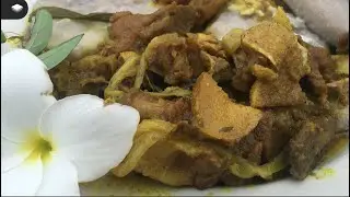 Goatee porky dish with yam dumplings and Banana #Chef Boom Boom