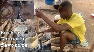 Cooking Ghana's delicious food || KONKONTE & PEANUT BUTTER SOUP \ OKRA || traditional meal