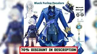 A must-have product!&nbsp;Furina Cosplay Costume Wig Hair Impact Fontaine Focalors with Hat Black Suits