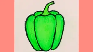 How to draw capsicum/bell pepper step by step|easy capsicum drawing|vegetable drawing
