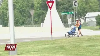 75-year-old man makes stop in Harrod during his 8th coast-to-coast run across U.S.