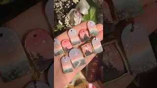 Изготовление серег с пейзажной живописью из глины #украшенияручнойработы #полимернаяглина #искусс...