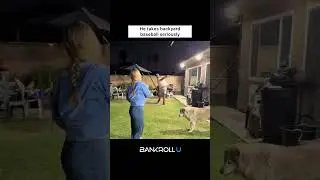 Husband shows his wife how to play backyard baseball ⚾️