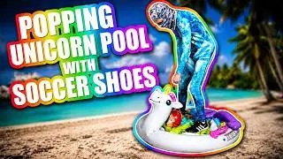 Pop inflatable - Soccer Cleats vs. Inflatable Unicorn Pool! 🦄💥 (Extreme Durability Test)