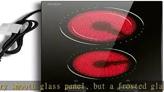 Hobsir 2 Burner Electric Cooktop, 110v Plug In Electric Burner Stove Top 12 inch Knob Control Count