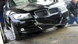 Towing Recovery - Auto Transport Ramps Fail Unloading A 2012 BMW