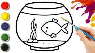 Cute Fish Bowl Drawing For Kids | Easy Fish Drawing Step By Step | Kids Art